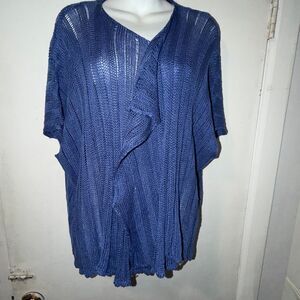 ZUZA BART Cornflower Blue Linen Knit Open Front Cardigan